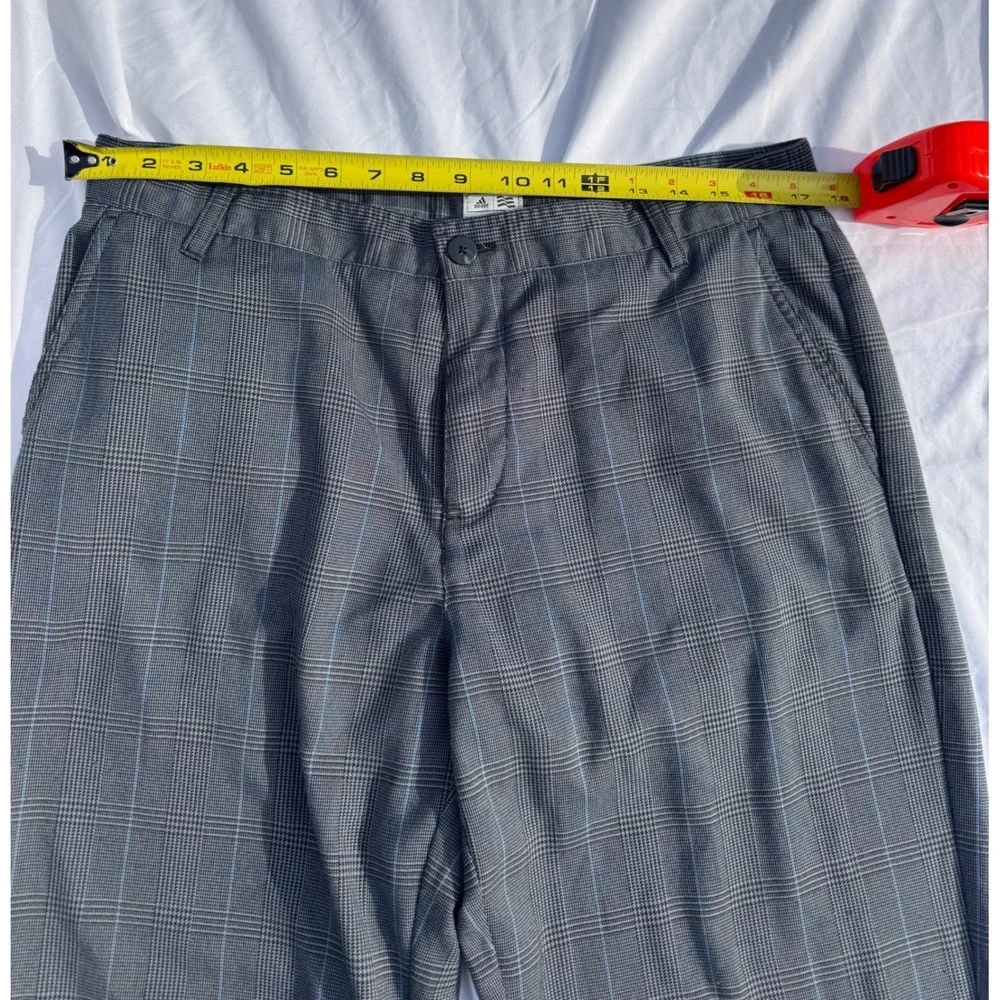 Adidas Mens Grey Glen Plaid Golf Pants 34x30 Blue Check Straight‎ Leg Trousers